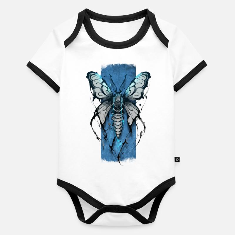 Enchanting Nocturne: Mystical Moth Organic Baby Contrasting Bodysuit