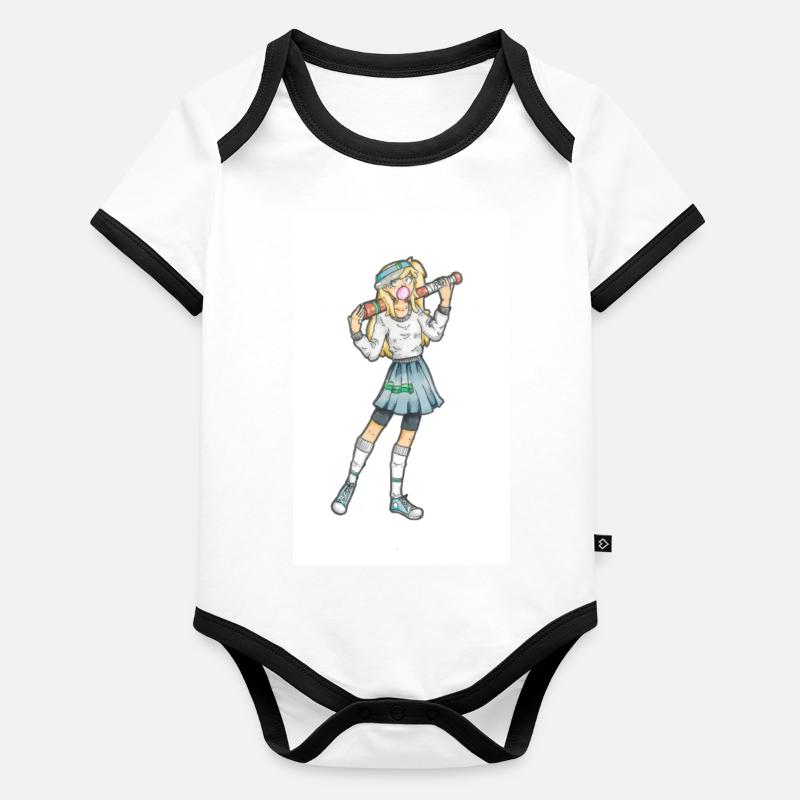 Fille en tenue de sport baseball Body Bébé bio contrasté manches courtes