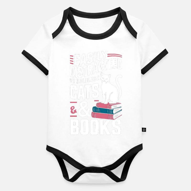Katze Balinesische Geschenk Baby Bio-Kurzarm-Kontrastbody