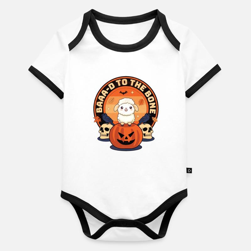 Baaa-d to the Bone - Sheep Spooky Halloween Design Organic Baby Contrasting Bodysuit