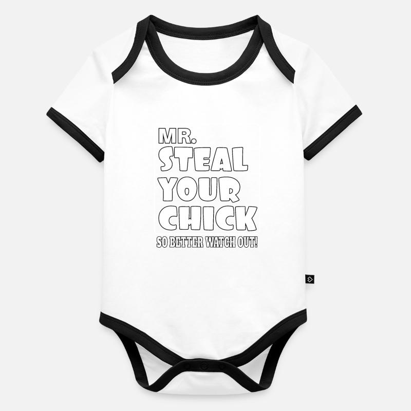 Mr. Steal your chick better watch out! Organic Baby Contrasting Bodysuit