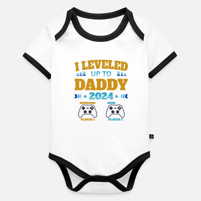 Leveled up to Daddy 2024 Organic Baby Contrasting Bodysuit