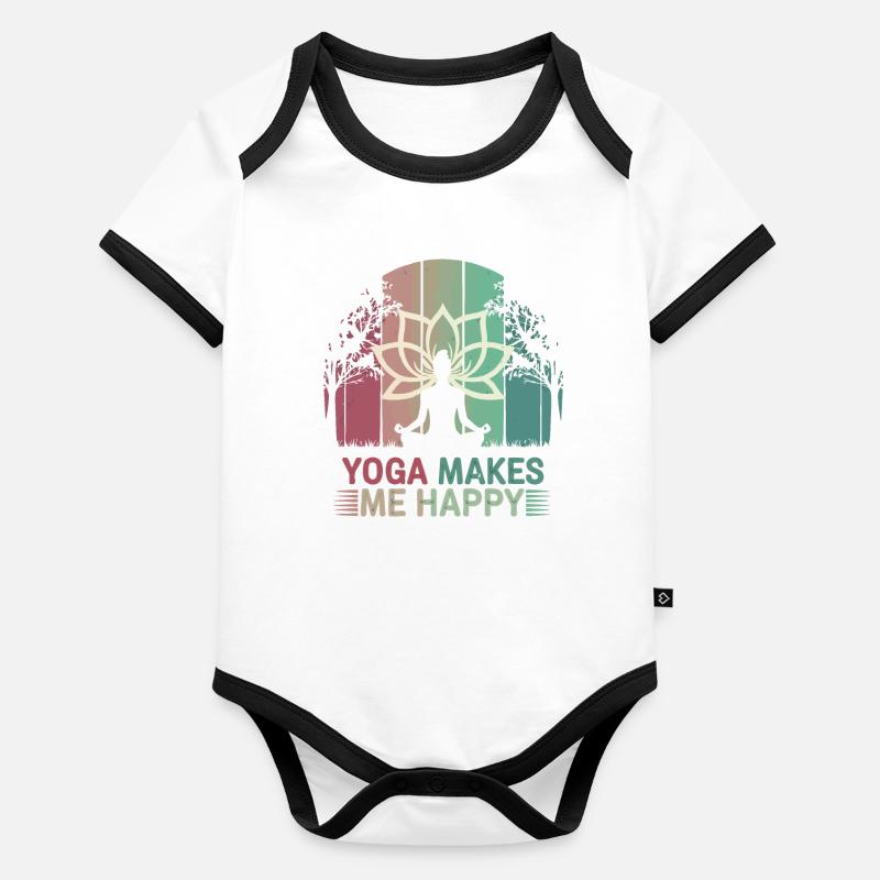 Yoga makes me happy Baby Bio-Kurzarm-Kontrastbody