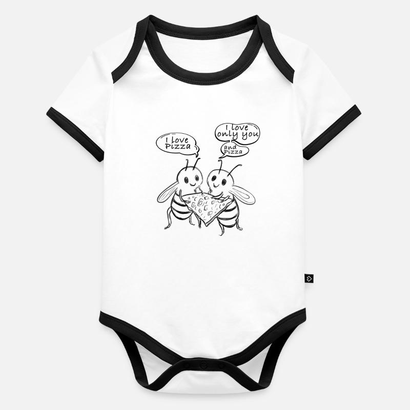 I love pizza bees Organic Baby Contrasting Bodysuit
