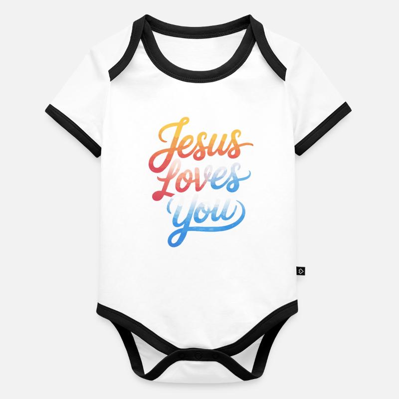 Jésus vous aime ! Body Bébé bio contrasté manches courtes