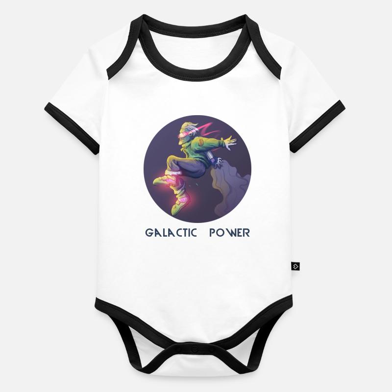 Galactic Power Body Bébé bio contrasté manches courtes