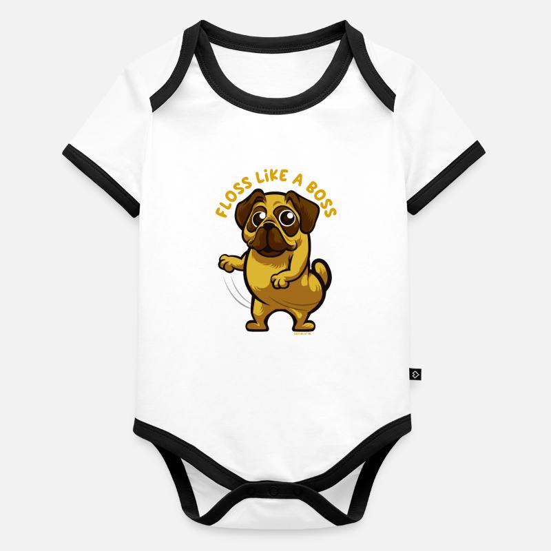 Pug floss dance gift Organic Baby Contrasting Bodysuit