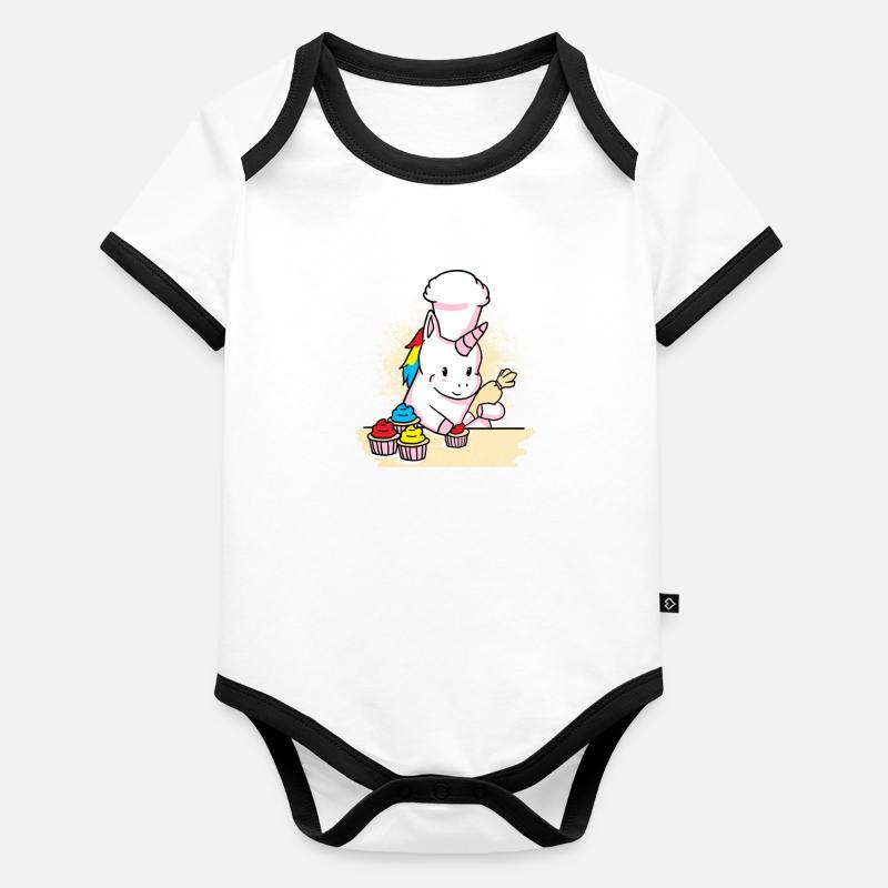 Einhorn Backen Cupcakes Geschenk Baby Bio-Kurzarm-Kontrastbody