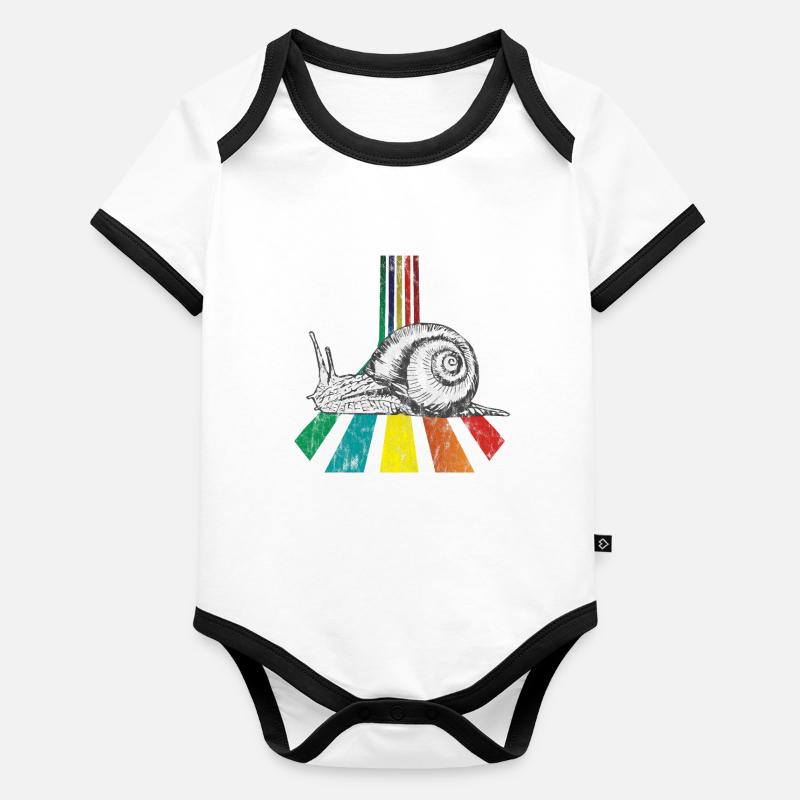 Rainbow escargot Used Look Body Bébé bio contrasté manches courtes