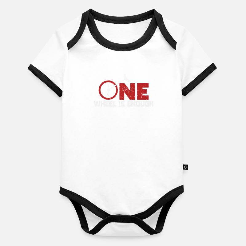 One Wheel Is Enough - Funny Unicycle Shirt Organic Baby Contrasting Bodysuit