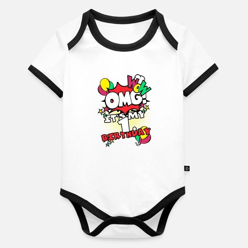 Comic Style First Birthday Baby Bodysuit Gift Organic Baby Contrasting Bodysuit