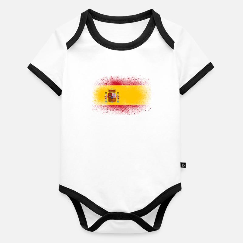 Espagne cadeau drôle de drapeau espagnol grunge Body Bébé bio contrasté manches courtes