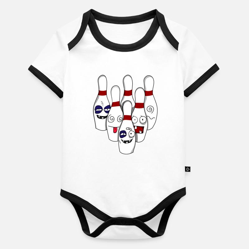 Quilles de boule de bowling détruites Body Bébé bio contrasté manches courtes