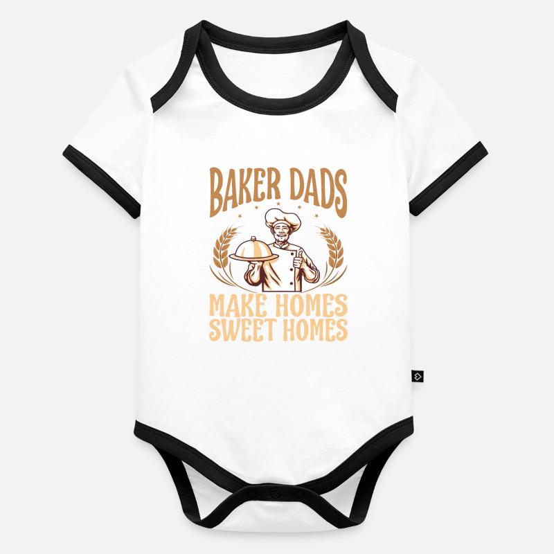 Funny baker daddy pastry chef father gift Organic Baby Contrasting Bodysuit