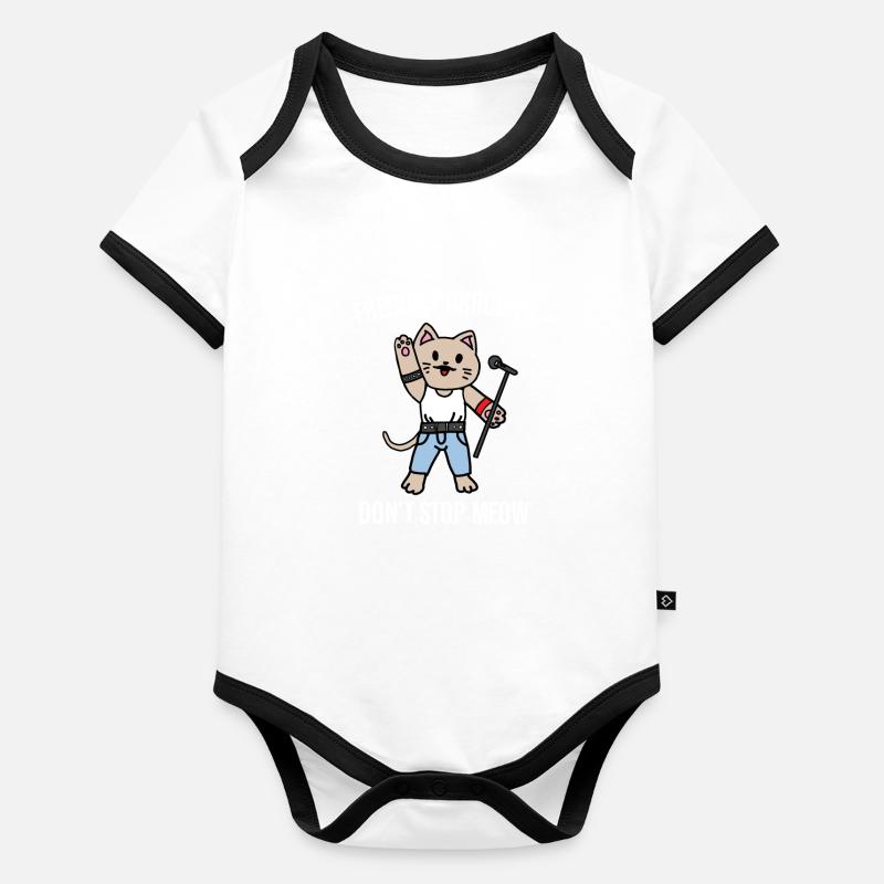 Freddie Purrcury don't stop meow cat gift Body Bébé bio contrasté manches courtes