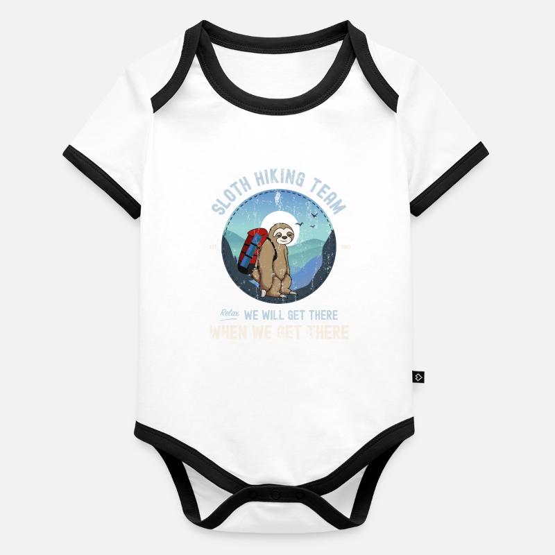 Sloth Hiking Team We Will Get There When We Get Body Bébé bio contrasté manches courtes