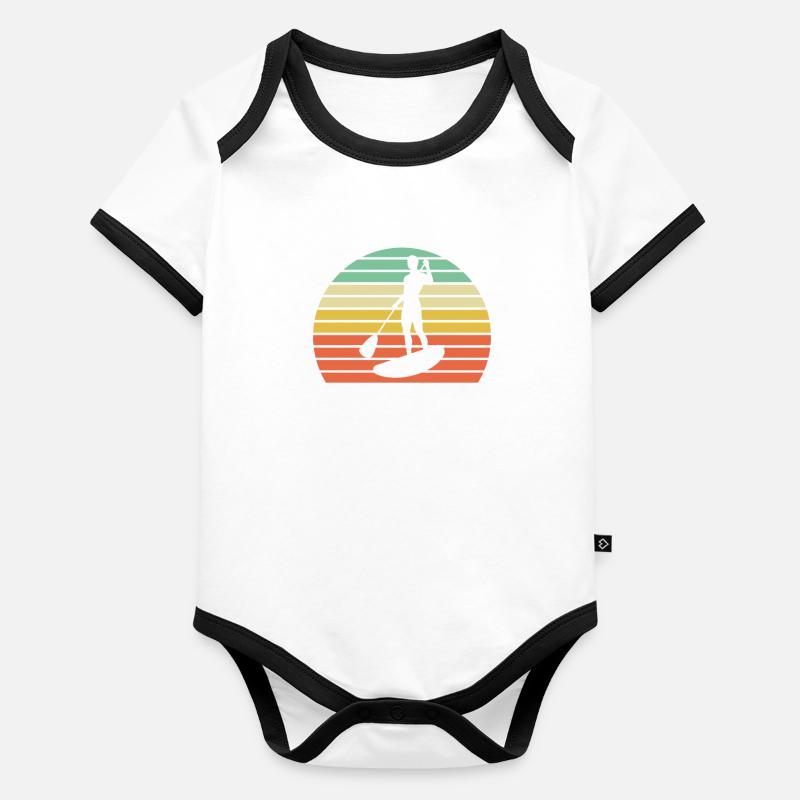 Paddleboard SUP Retro Style Sonnenuntergang Baby Bio-Kurzarm-Kontrastbody