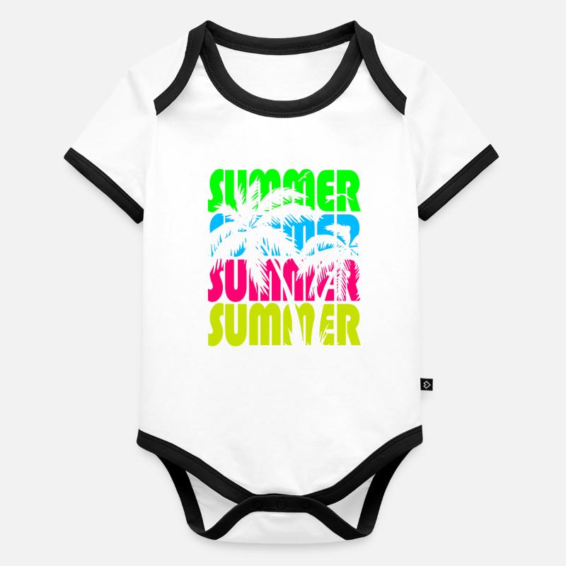 Palmen im Sommer Baby Bio-Kurzarm-Kontrastbody