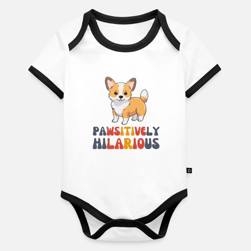 Pawsitively Hilarious Corgi Organic Baby Contrasting Bodysuit