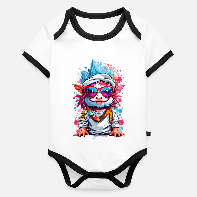 Cool Axolotl Organic Baby Contrasting Bodysuit
