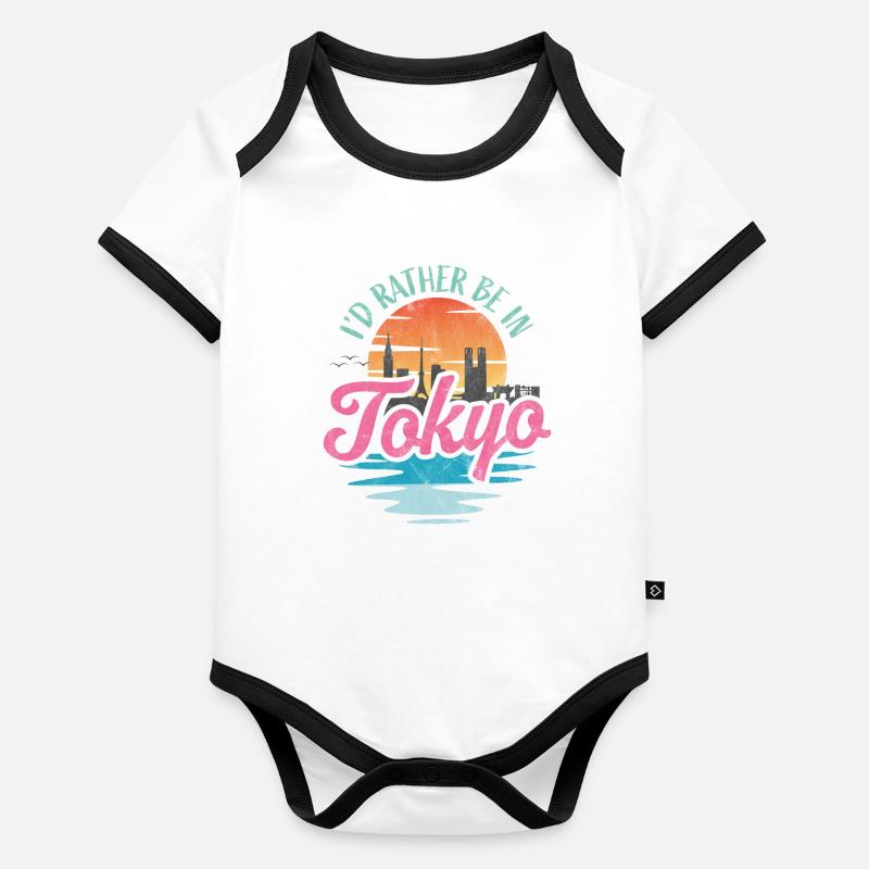 Je préfère être à Tokyo Body Bébé bio contrasté manches courtes