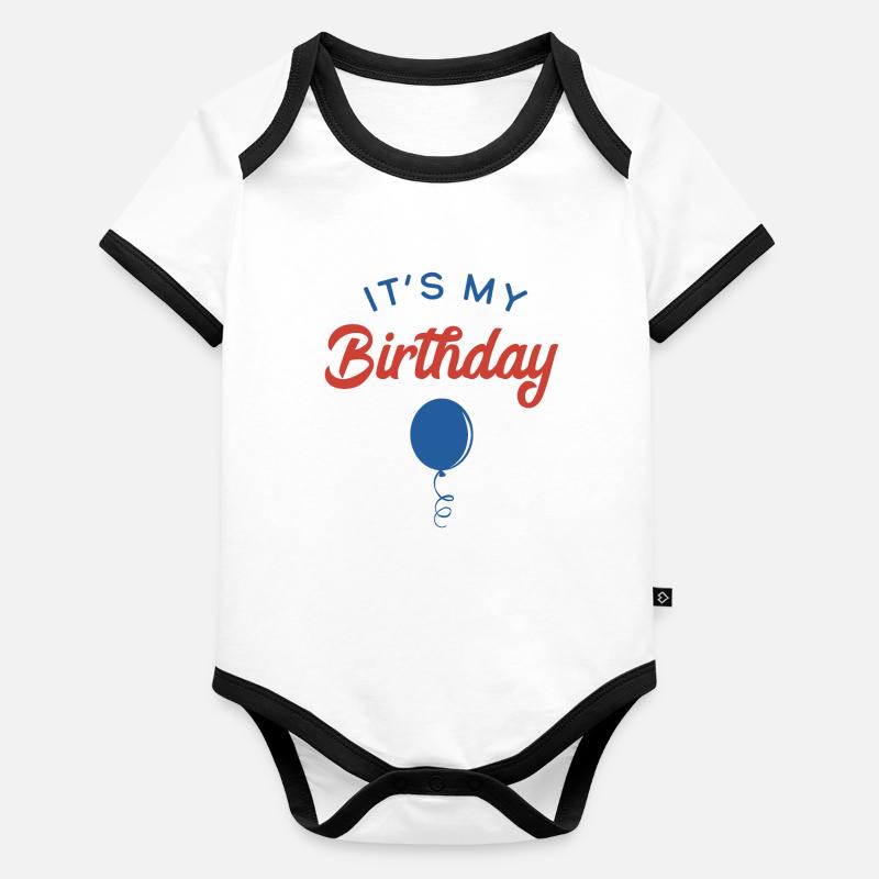 C’est mon anniversaire Body Bébé bio contrasté manches courtes