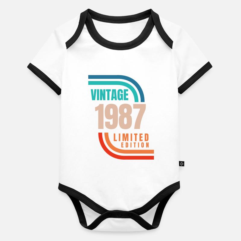 Édition limitée Millésime 1987 Body Bébé bio contrasté manches courtes