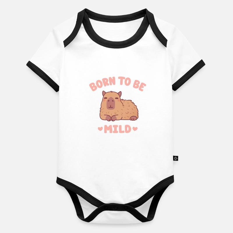 Mignon Capybara glaçant né pour être doux Body Bébé bio contrasté manches courtes