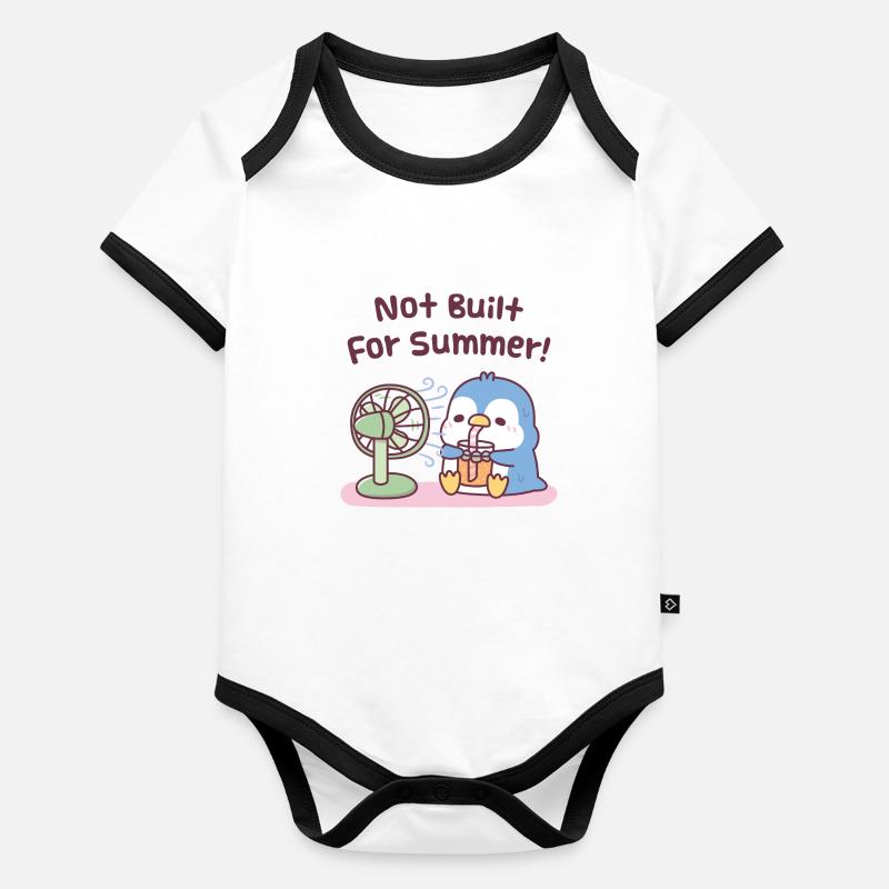 Cute Blue Penguin Not Built For Summer Organic Baby Contrasting Bodysuit