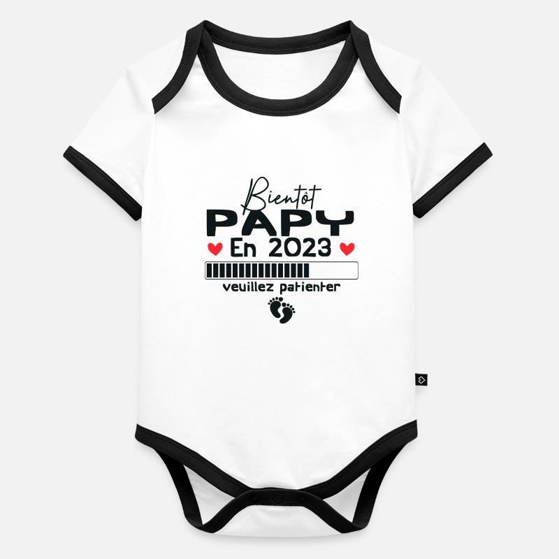 Bientôt Papy En 2023 Body Bébé bio contrasté manches courtes
