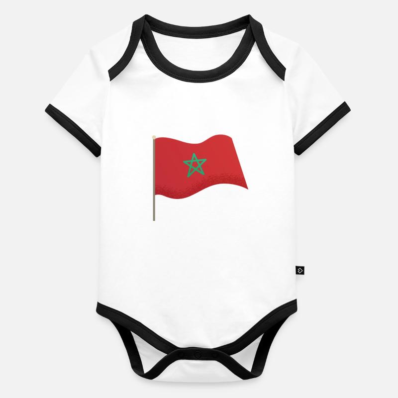 Drapeau du Maroc Body Bébé bio contrasté manches courtes