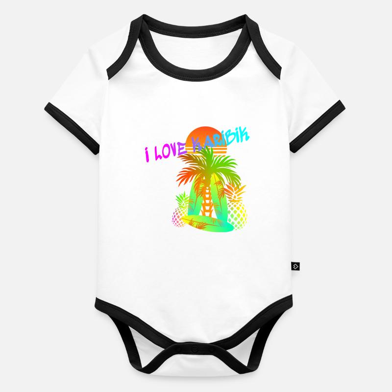 Amour des Caraïbes Body Bébé bio contrasté manches courtes