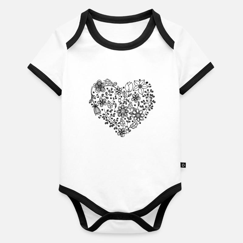 Coeur floral Body Bébé bio contrasté manches courtes