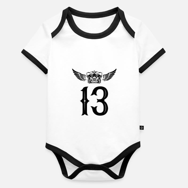 13 Couronne numérique Body Bébé bio contrasté manches courtes