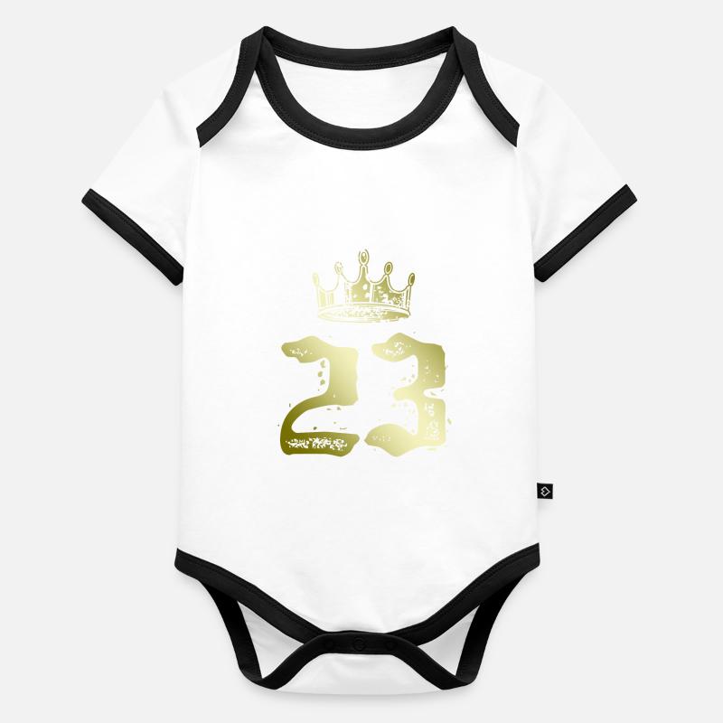 23 Zahl Krone Baby Bio-Kurzarm-Kontrastbody
