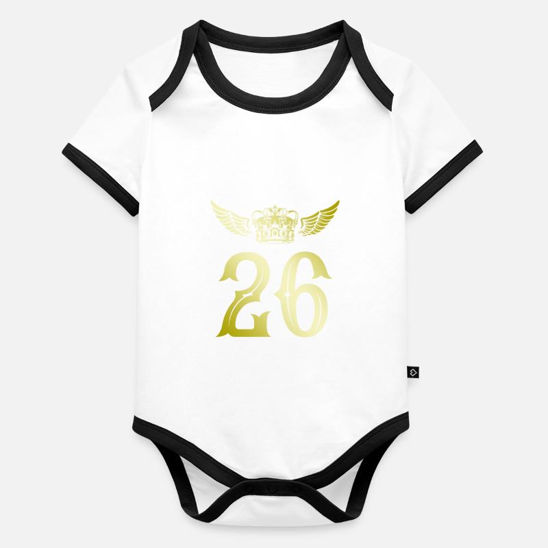26 Couronne numérique Body Bébé bio contrasté manches courtes