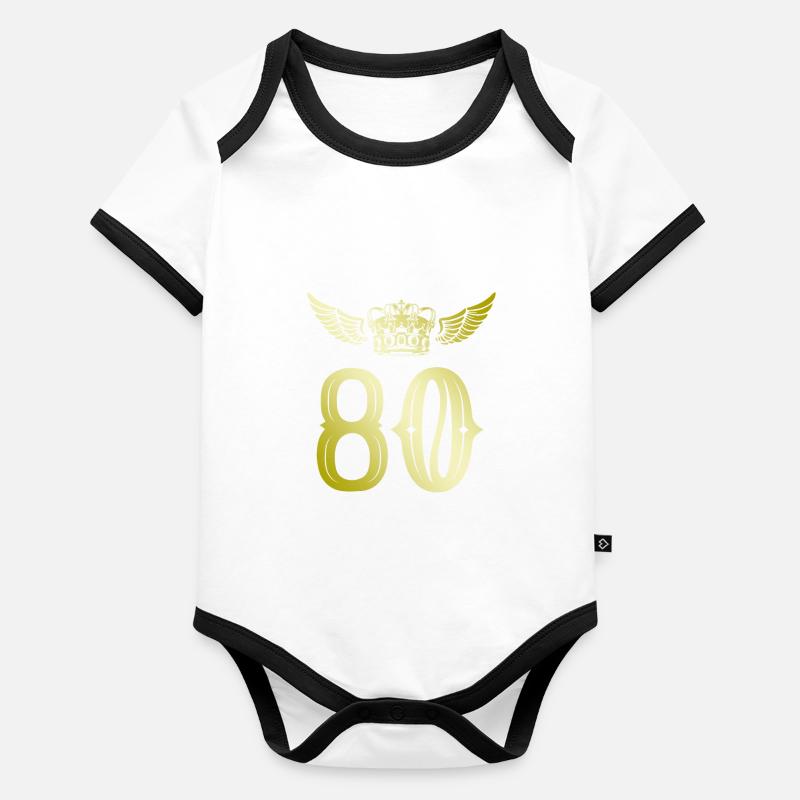 80 Zahl Krone Baby Bio-Kurzarm-Kontrastbody