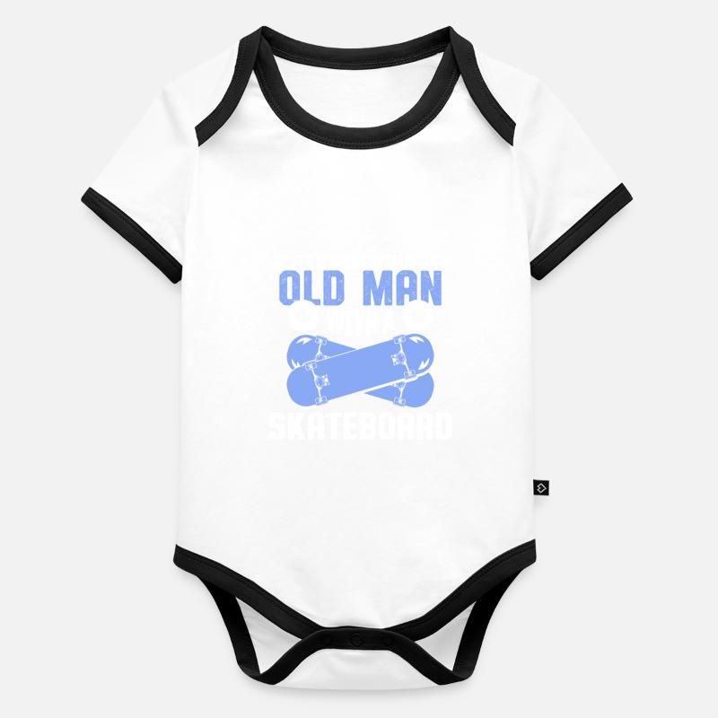 old man skateboard Organic Baby Contrasting Bodysuit