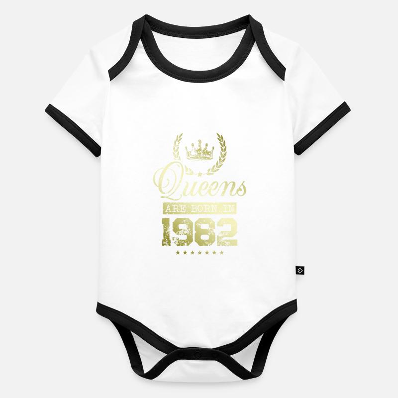 Queens born in 1982 Baby Bio-Kurzarm-Kontrastbody