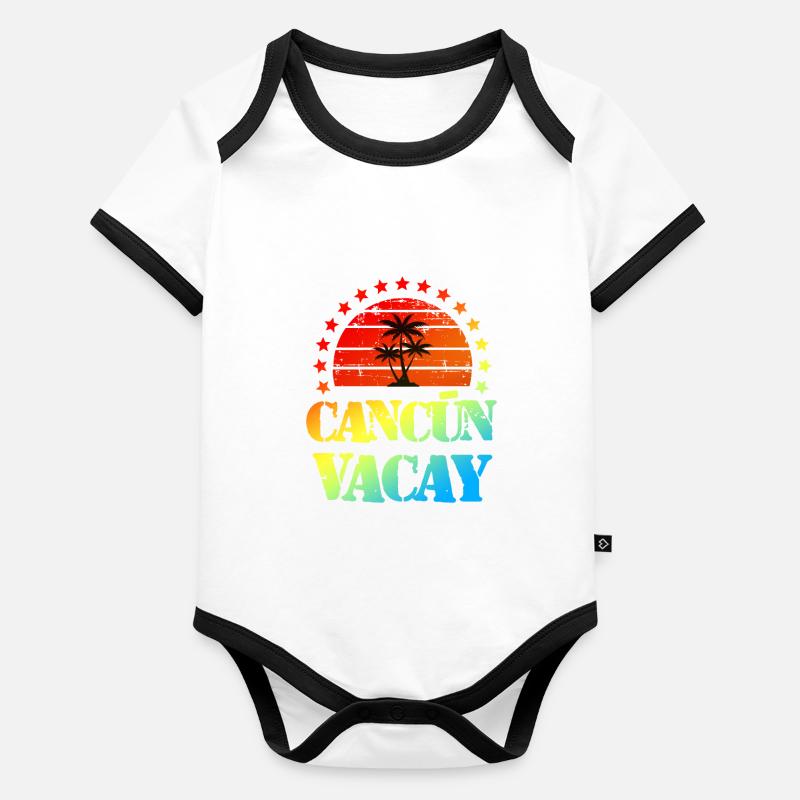 Vacances à Cancun Body Bébé bio contrasté manches courtes