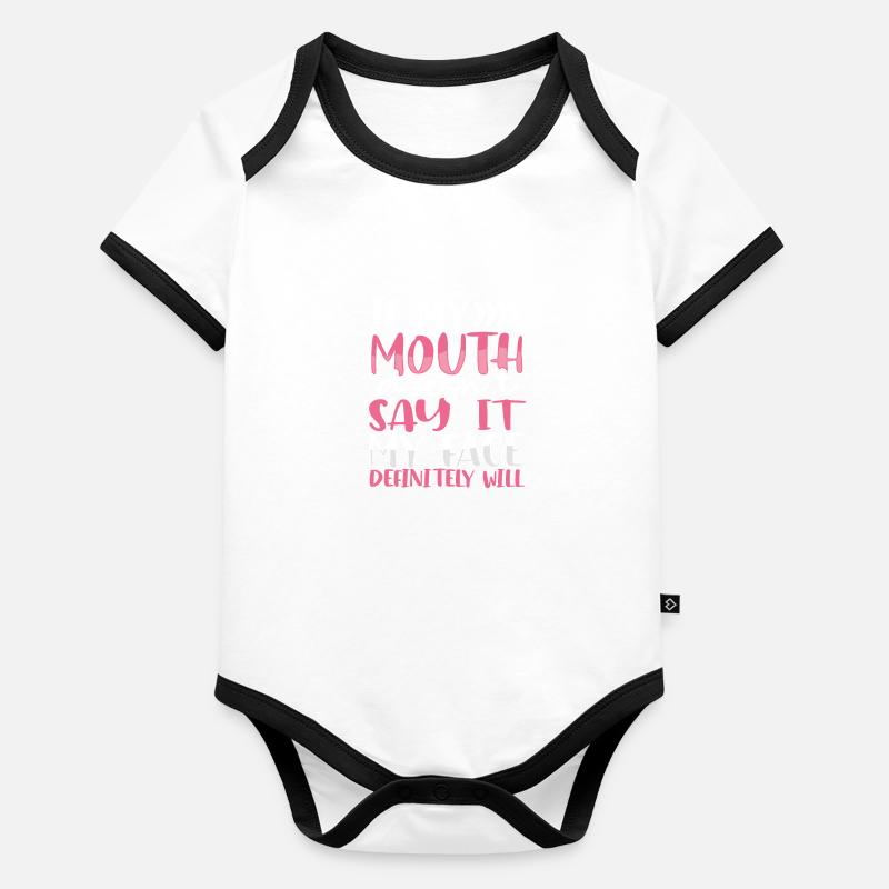 Sarcastique si la bouche ne le dit pas face définitivement Body Bébé bio contrasté manches courtes