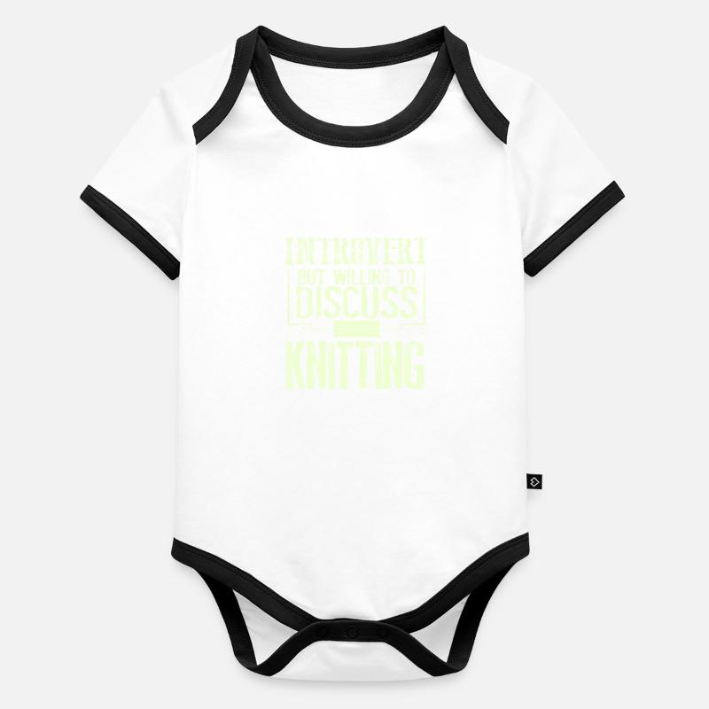 Strickerin Geschenk introvertiert gesprächsbereit Baby Bio-Kurzarm-Kontrastbody