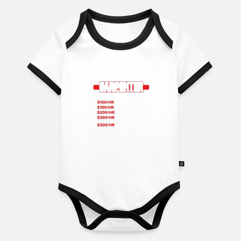 Drôle de charpentier cadeau charpentier tarif horaire Body Bébé bio contrasté manches courtes