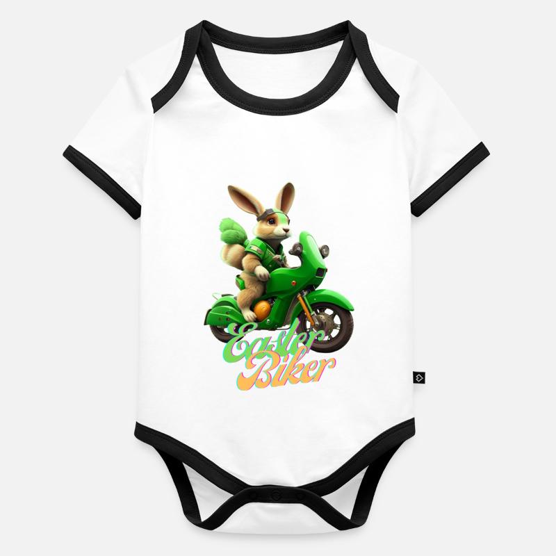 Easter Biker - Der Osterhase wird zum Biker Baby Bio-Kurzarm-Kontrastbody