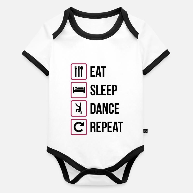 Mangez le sommeil de danse Répéter Body Bébé bio contrasté manches courtes