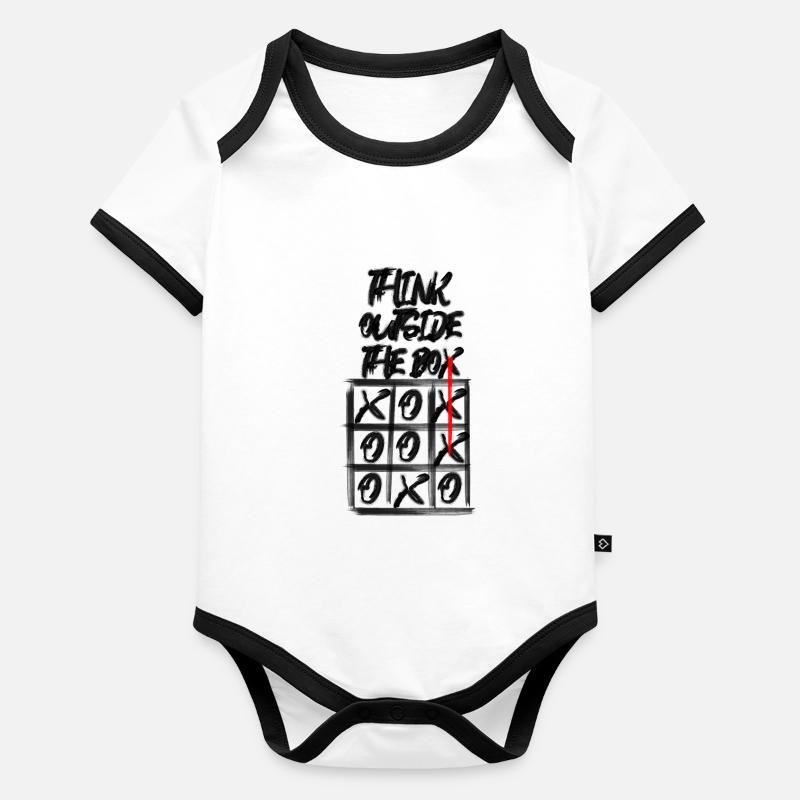 Lateral thinker creative saying gift tic tac toe Organic Baby Contrasting Bodysuit