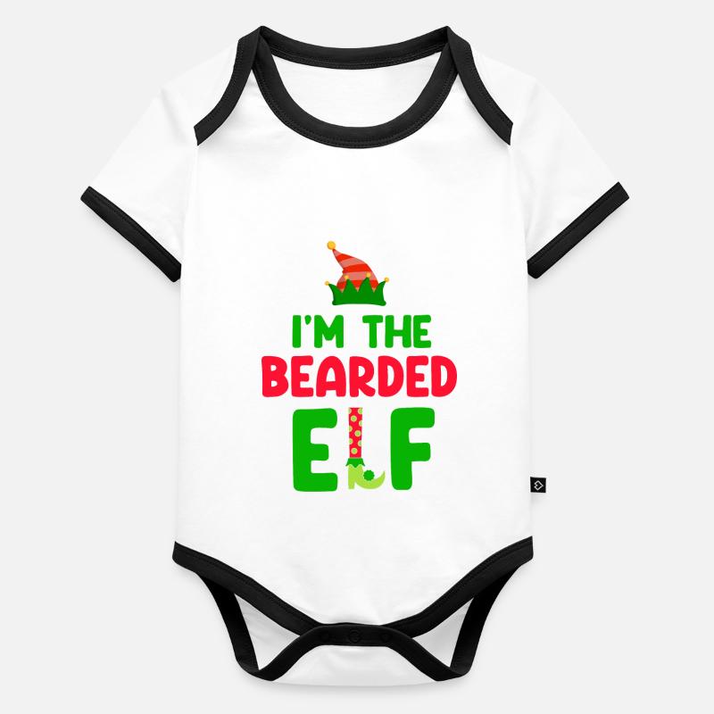 I'm The Bearded Elf Cute Funny Christmas Couples Organic Baby Contrasting Bodysuit