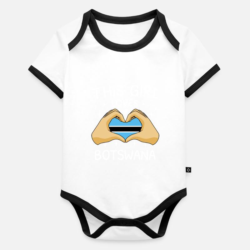 Drapeau du Botswana Drapeau du Botswana Afrique Body Bébé bio contrasté manches courtes
