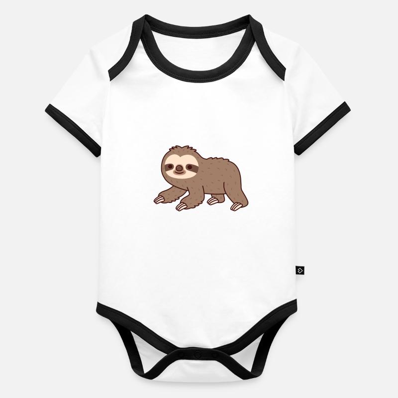 Cute Crawling Sloth Organic Baby Contrasting Bodysuit