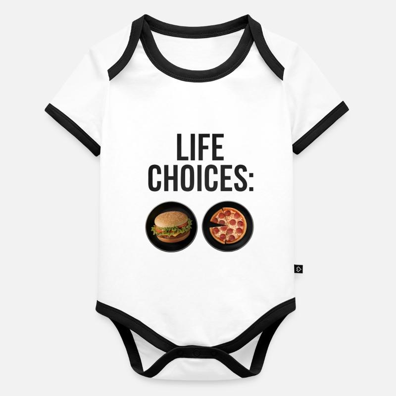Choix de vie : hamburger ou pizza Body Bébé bio contrasté manches courtes
